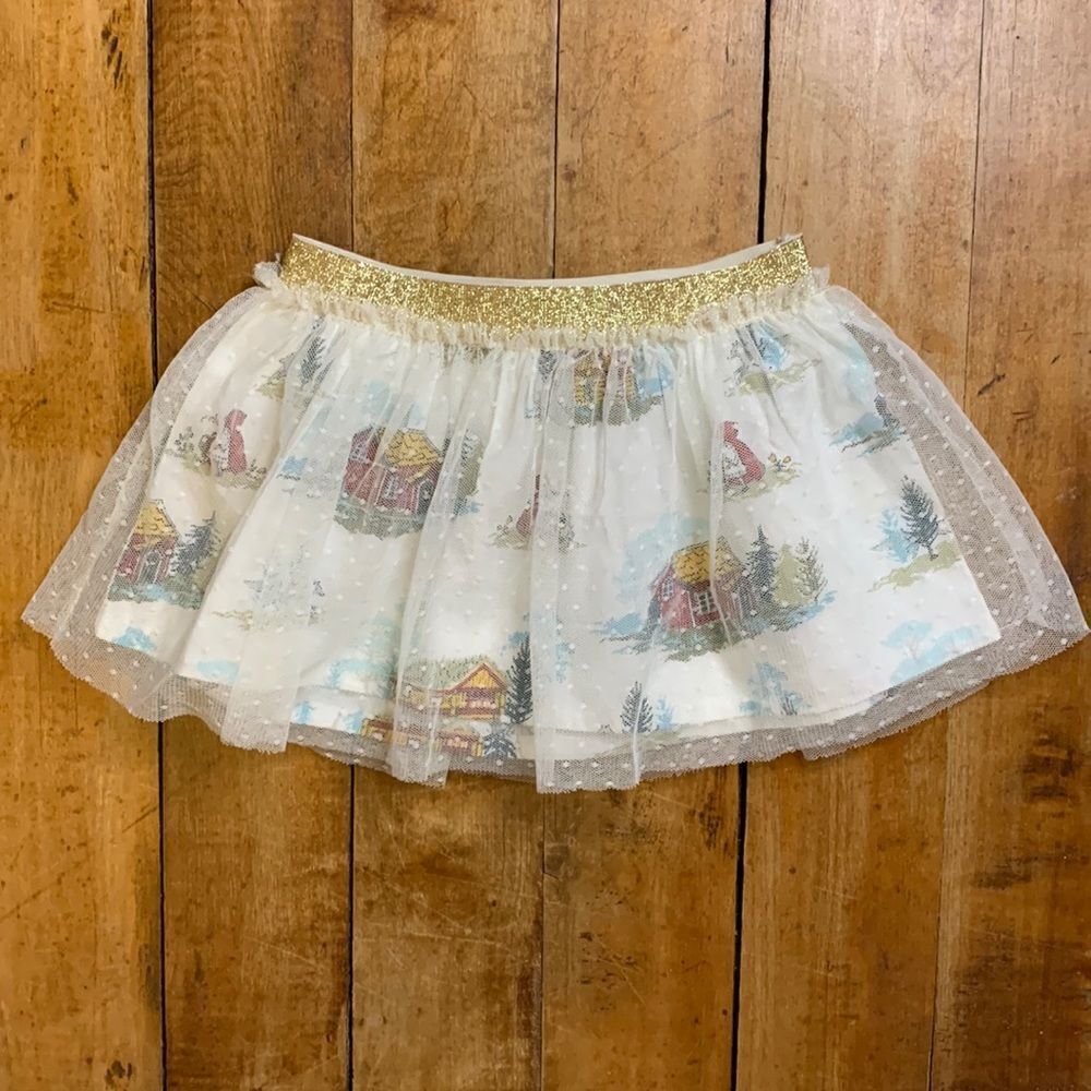 OshKosh tutu skirt 12 months red riding hood skirt holiday gold Tulle